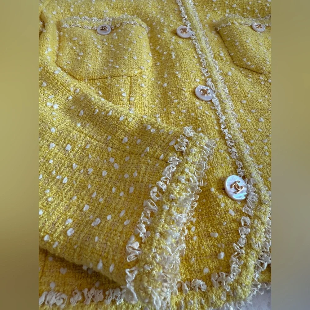 CHANEL 97P Yellow Bouclé Skirt Suit - Same Collection Worn by Princess Dian